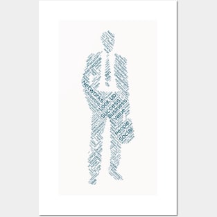 Businessman Work Silhouette Shape Text Word Cloud Posters and Art